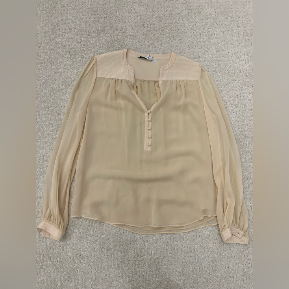 Diane Von Furstenberg Cream Long Sleeve Blouse Shirt Top